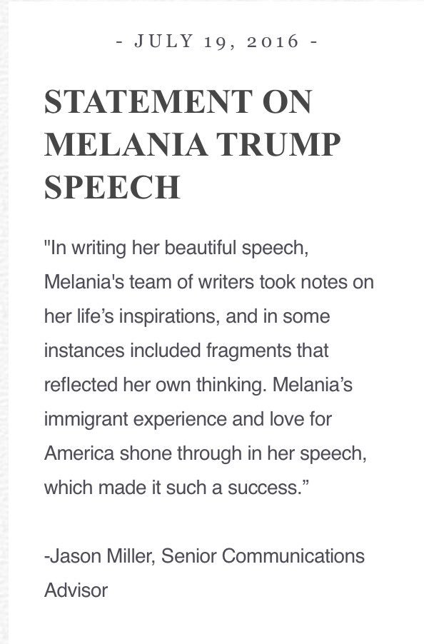 PHOTO: Jason Miller's response. Photo Credit: Melania Trump's Twitter