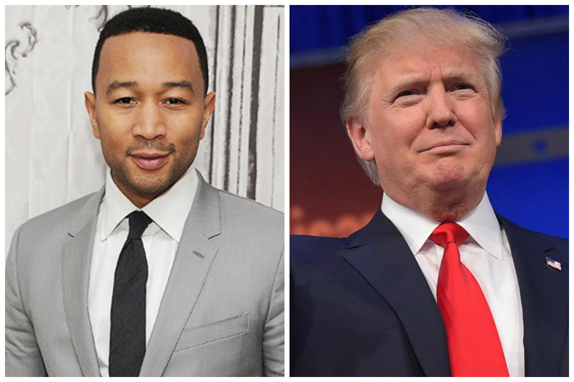PHOTO: John Legend, Donald Trump.