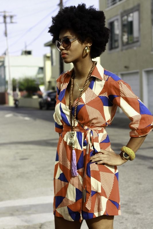Black girl in wrap dress